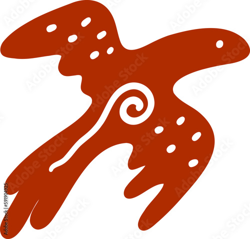 red primitive drawing of man an Eagle