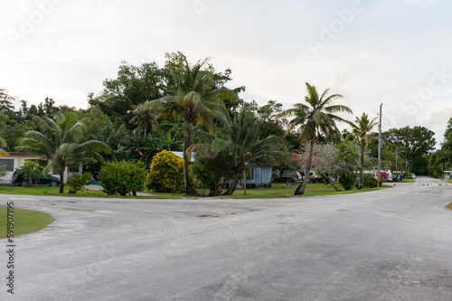 Street in Peleliu, Palau. Micronesia.