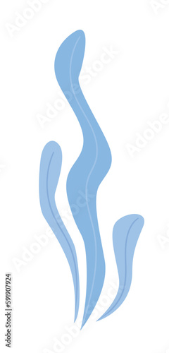 Concept Fish sea ocean. This flat vector cartoon design features a blue seaweed illustration on a white background, perfectly capturing the concept of ocean life. Vector illustration.