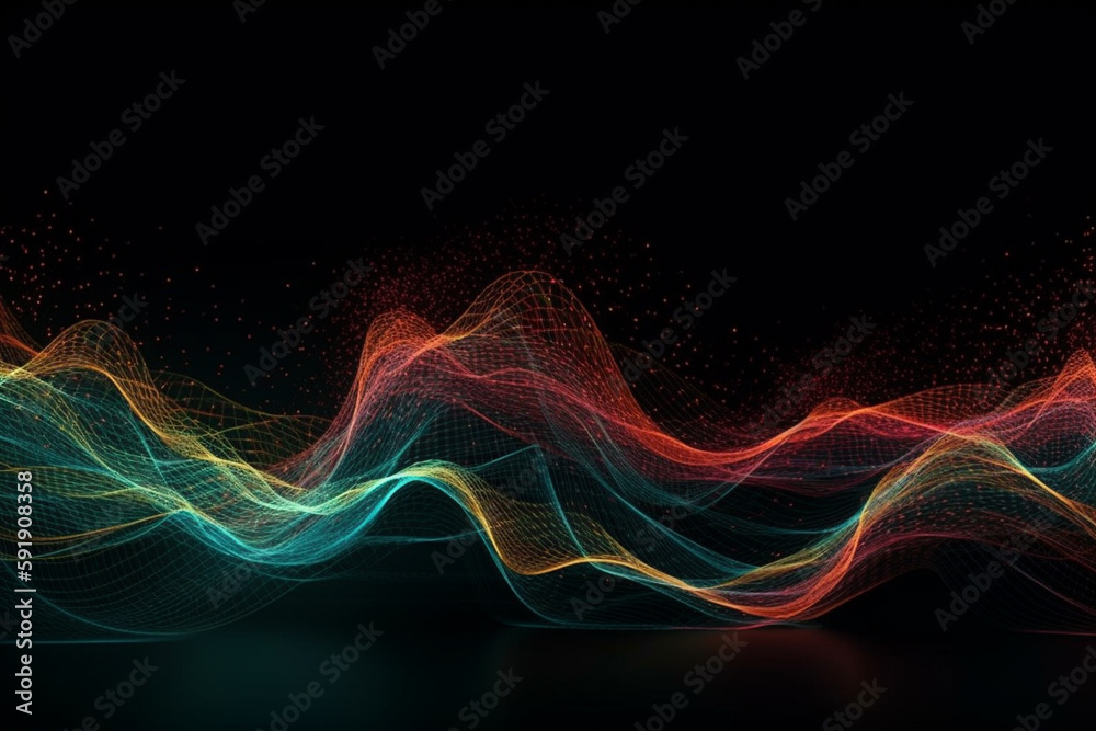 Warp lines wave design elements and dots. This illustration is perfect for use in technology blogs, graphic design projects, or any project related to digital art and innovation. Ai generated Warp lines wave design elements and dots. This illustration is perfect for use in technology blogs, graphic design projects, or any project related to digital art and innovation. Ai generated