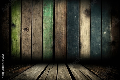 wooden floor with a variety of wood colors and grains. Generative AI