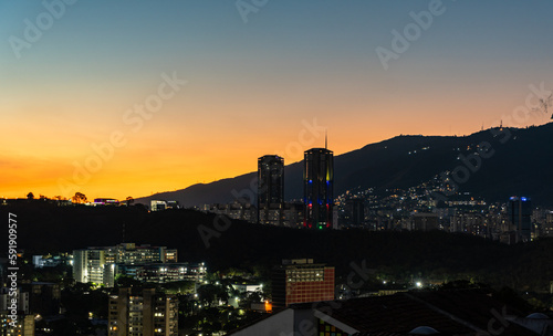 sunset over the city. Caracas, Venezuela.