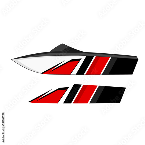 yacht ship wrapping sticker design vector. jet boat vinyl sticker