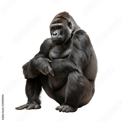 gorilla sitting on isolated photo