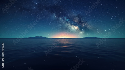 Night Sky Seascape, Generative AI, Illustration © emir