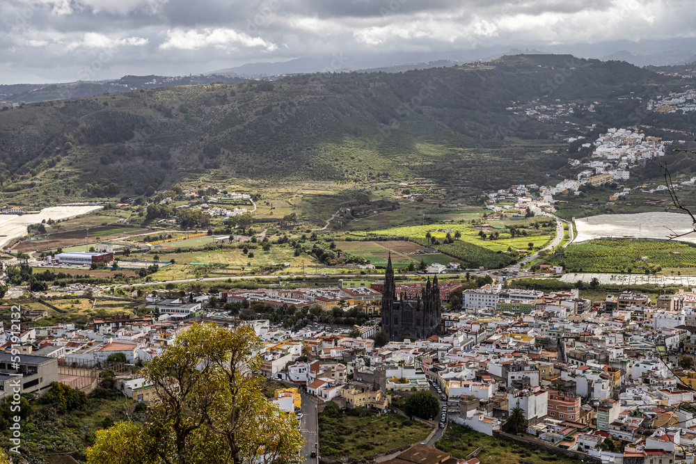 View from Mirador de la Montana de Arucas, Mountain of Arucas ,Gran Canaria, Spain,