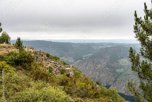 View of Canyon del Sil from Balcones de Madrid in Parada de Sil in Galicia, Spain, Europe