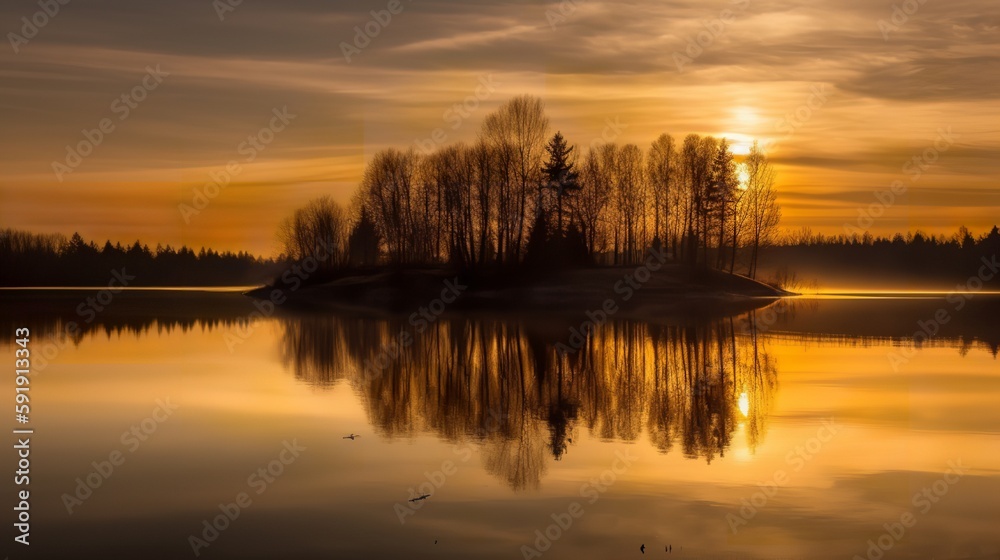 Golden Hour Reflections at the Lake