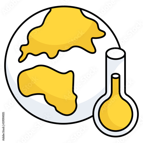 Thermometer with globe denoting concept of global temperature 