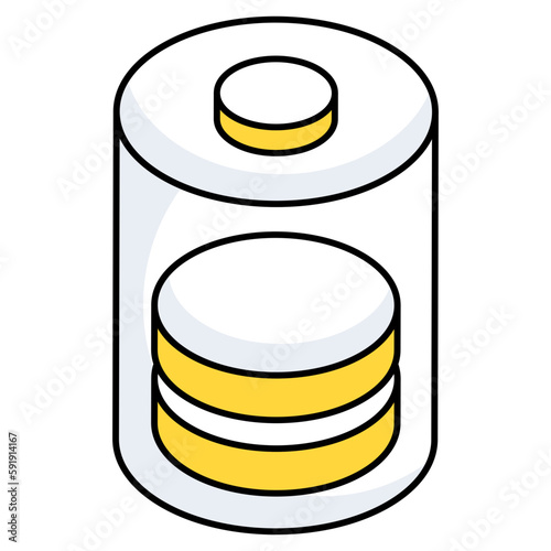 A flat design icon of mobile battery