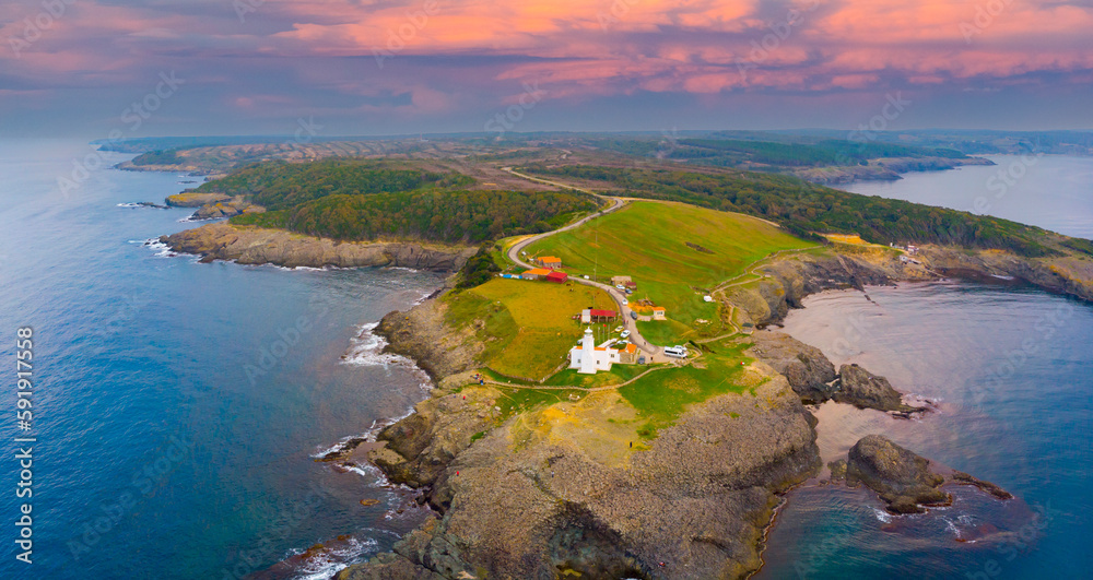 Aerial Lighthouse at Inceburun. Sinop, Turkey. Inceburun is the northernmost point of the Turkey.