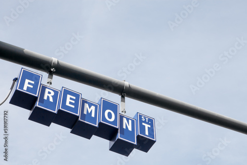 Fremont street sign close up in Las Vegas, Nevada