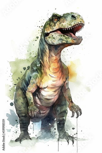 TRex in Watercolor style for kids room, Nursery Art, generated by AI © Nils