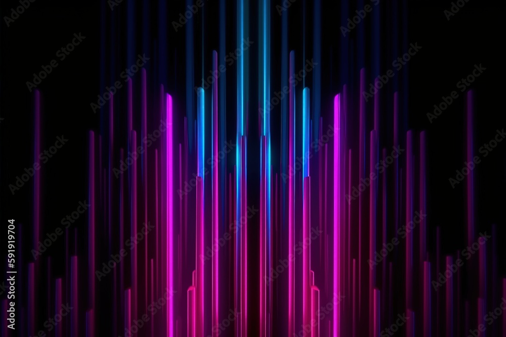 abstract minimal background, vertical pink blue neon lines, glowing in the ultraviolet spectrum. Cyberspace. Laser show. Futuristic generative ai wallpaper. abstract minimal background, vertical pink blue neon lines, glowing in the ultraviolet spectrum. Cyberspace. Laser show. Futuristic generative ai wallpaper.