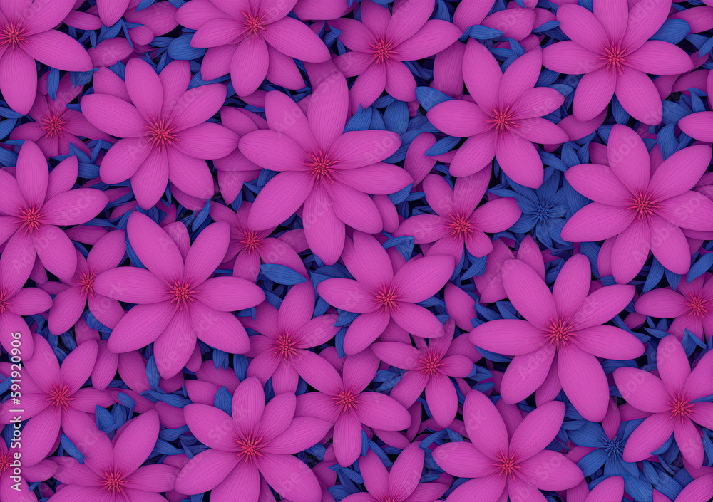 Immerse Yourself in a World of Beautiful Flowers: A Rendered Flower Texture with Colorful and Vibrant Flower Patterns, Perfect for Spring and Summer Visual Designs, Wallpapers, and Decorations