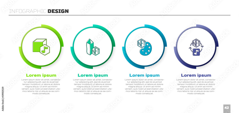 Set NFT Digital crypto art, and . Business infographic template. Vector Set NFT Digital crypto art, and . Business infographic template. Vector