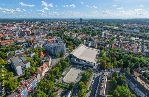 Canvas Print Ausblick auf Augsburg, rund um das Eissatdion