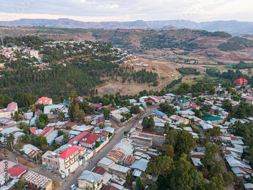 Aerial view of Gondar town city, Ethiopia photo