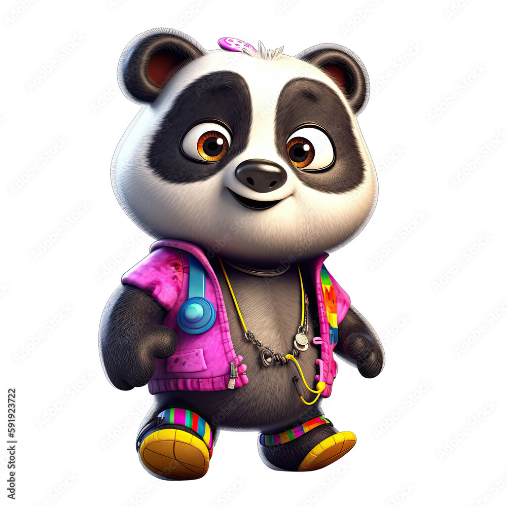 Panda Illustration on transparent background. Generative AI Panda Illustration on transparent background. Generative AI