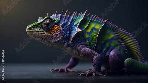 Vibrant Multicolored Chameleon. Generative AI