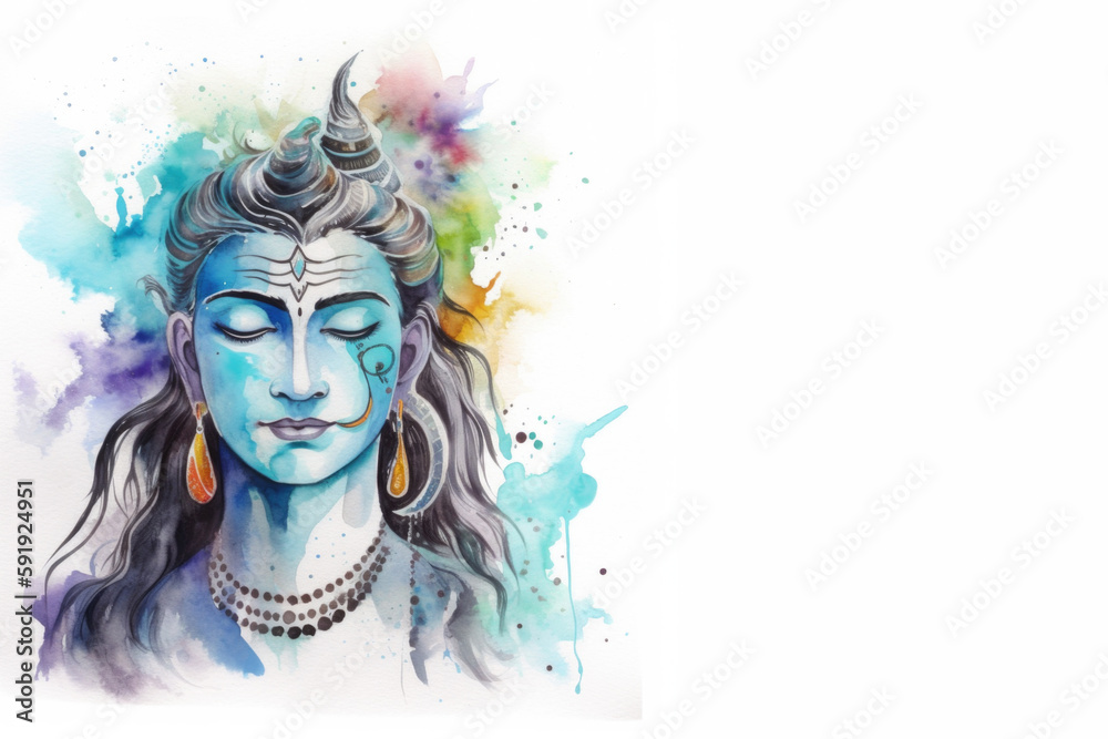 Watercolor illustration of Shiva the Hindu God, Generative AI ...