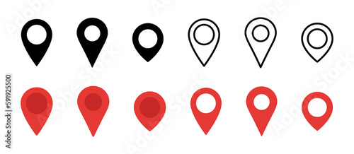 Map pin icon set. Map marker pointer. Location pin sign