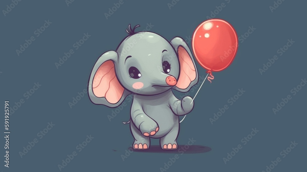A cute t-shirt featuring a tiny elephant holding a balloon Generative AI A cute t-shirt featuring a tiny elephant holding a balloon Generative AI