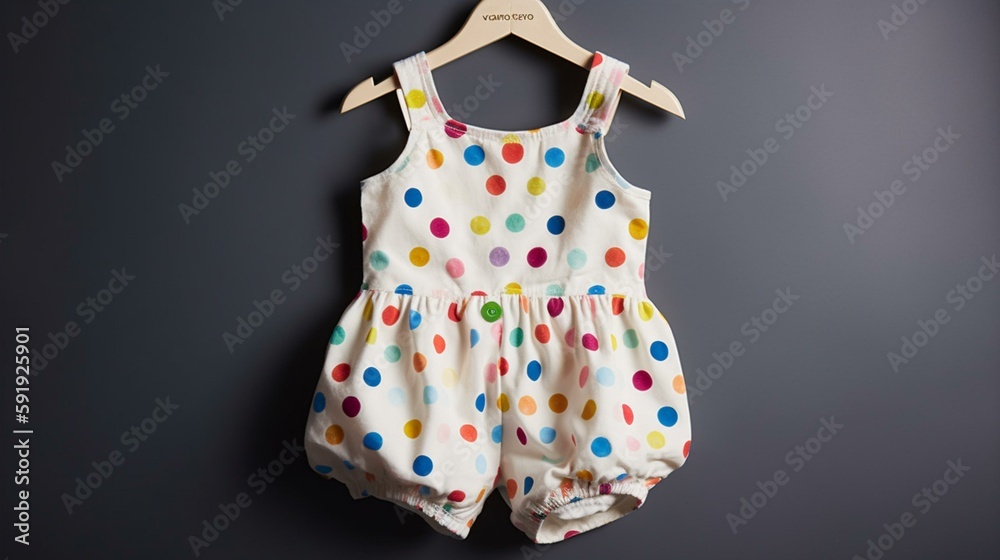 A playful romper covered in colorful polka dots Generative AI