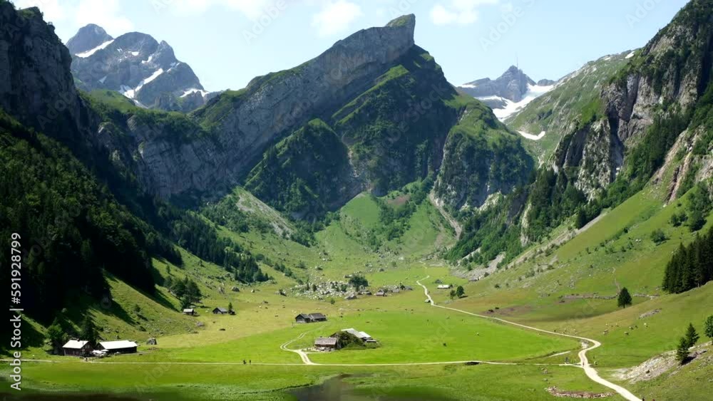 Altenalp Turm massif aerial view in the Swiss alps Altenalp Turm massif aerial view in the Swiss alps