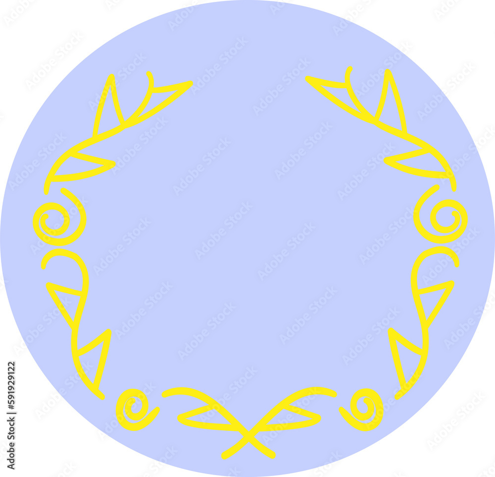 blue and yellow ceremonial frame
