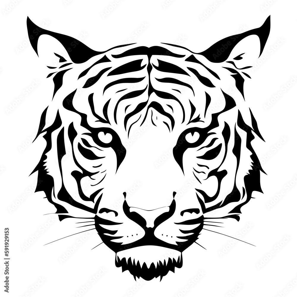 Black Tiger Head Vector Illustration for Versatile Logo and T-Shirt Designs Black Tiger Head Vector Illustration for Versatile Logo and T-Shirt Designs