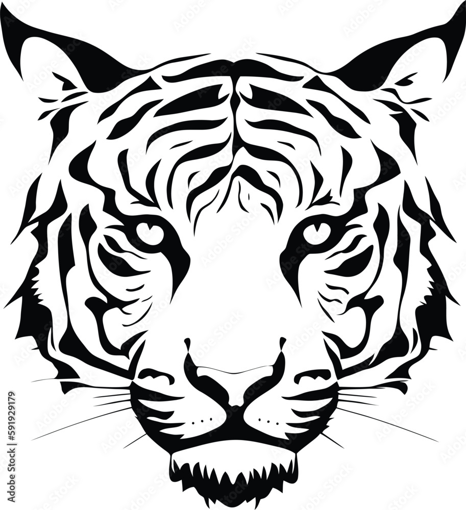 Black Tiger Head Vector Illustration for Versatile Logo and T-Shirt Designs