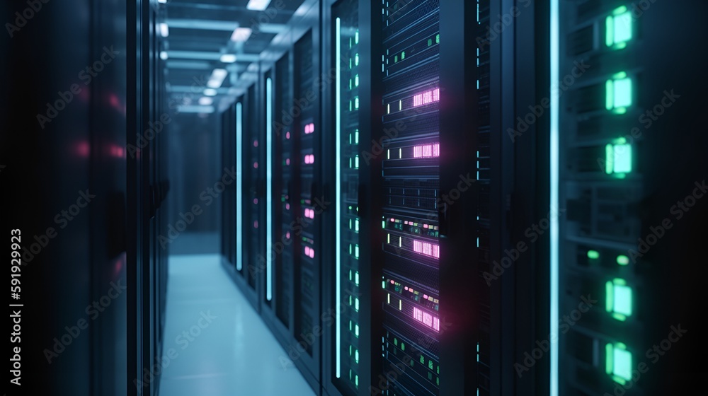 Detailed 3D Render of Data Center Equipment. Generative AI Stock ...