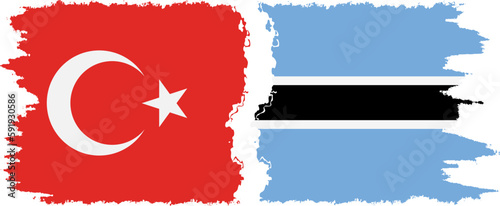 Botswana and Turkey grunge flags connection vector