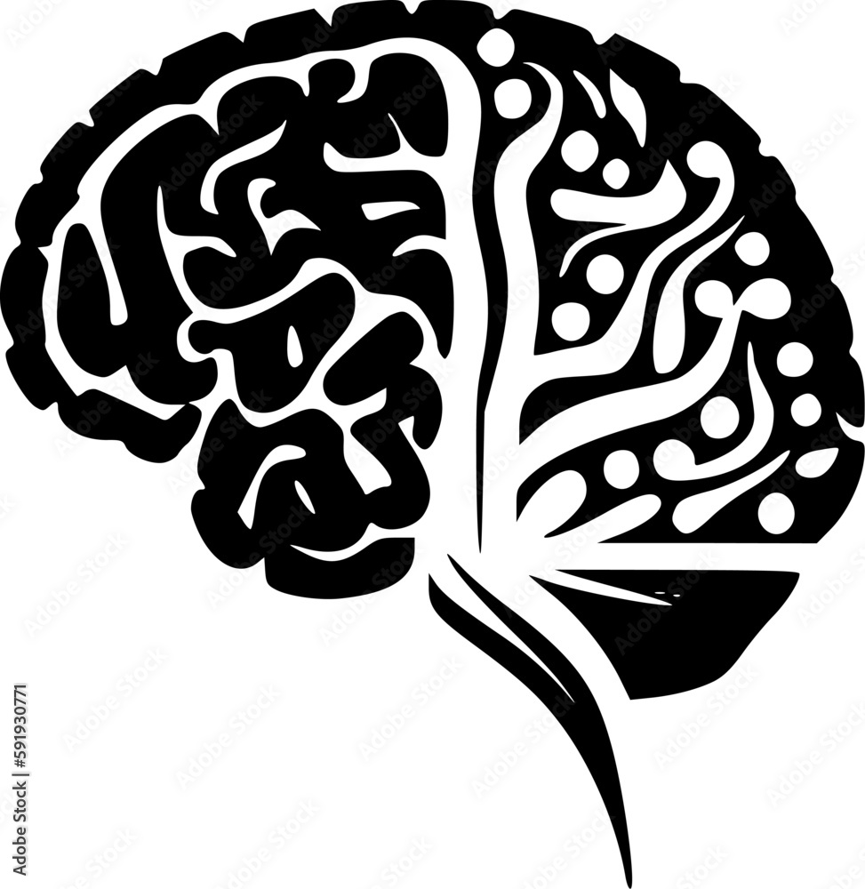 Brain - Minimalist and Flat Logo - Vector illustration