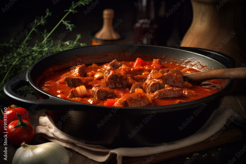 Authentic Hungarian Goulash. Generative AI. Authentic Hungarian Goulash. Generative AI.