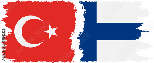 Finland and Turkey grunge flags connection vector