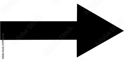 Straight pointed black flat arrow icon transparent png vector illustration. Black arrow pointing to the right.  Black arrow png download.