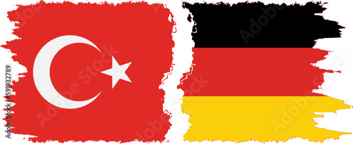 Germany and Turkey grunge flags connection vector