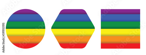 Circle  square and hexagon shapes with lgbti community color palette  isolated objects on white background