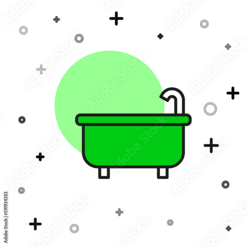 Filled outline Bathtub icon isolated on white background. Vector