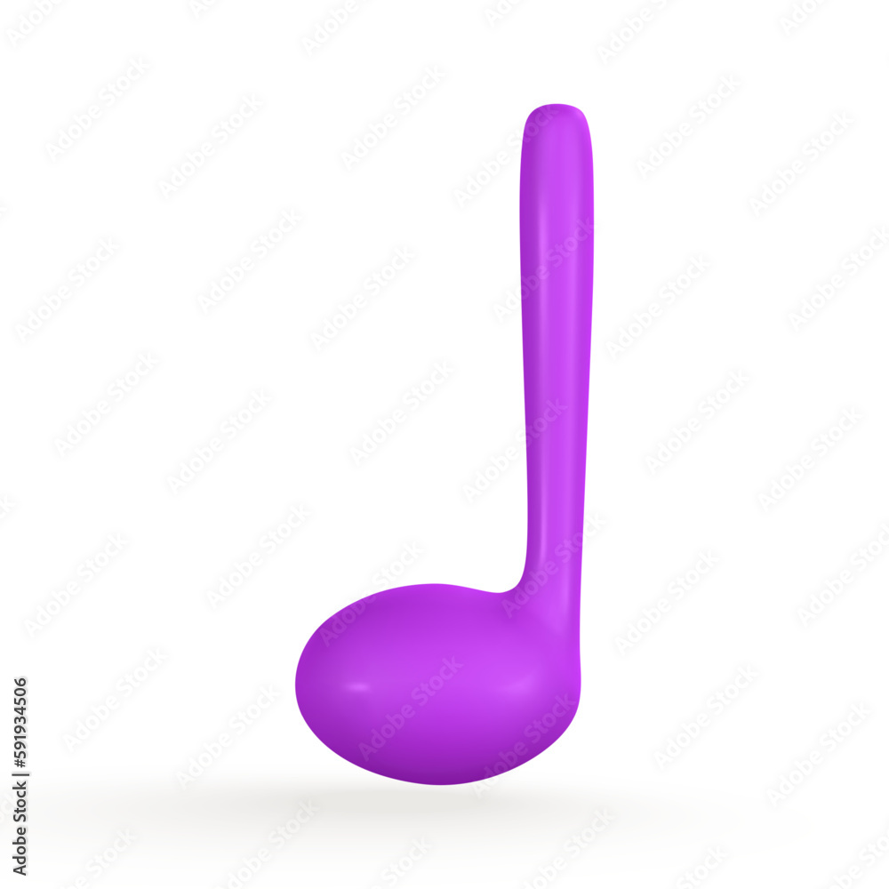 3d music note for music concept design in plastic cartoon style. Vector illustration 3d music note for music concept design in plastic cartoon style. Vector illustration