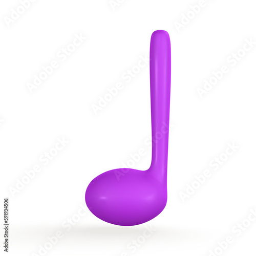 3d music note for music concept design in plastic cartoon style. Vector illustration