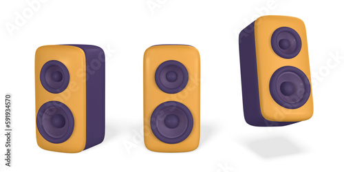 3d audio speaker in plastic cartoon style. Vector illustration