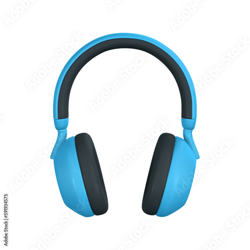 3d realistic colour headphone in plastic cartoon style. Vector illustration