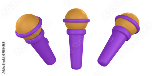 3d microphone for radio, music or karaoke. Audio equipment for broadcasts and interviews in cartoon style. Vector illustration