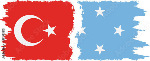 Federated States of Micronesia and Turkey grunge flags connection v
