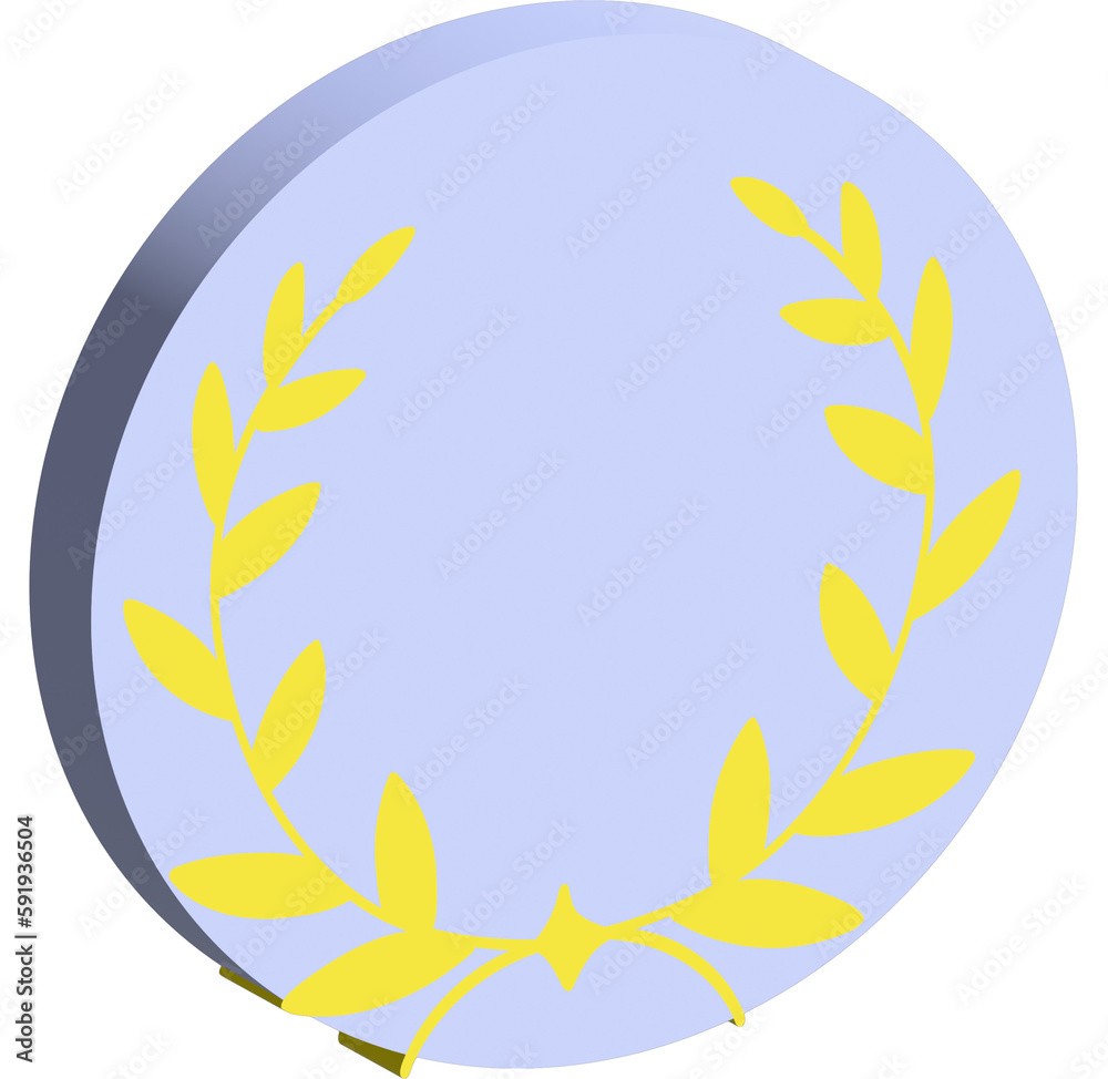 3d blue and yellow ceremonial frame with laurel wreath 3d blue and yellow ceremonial frame with laurel wreath