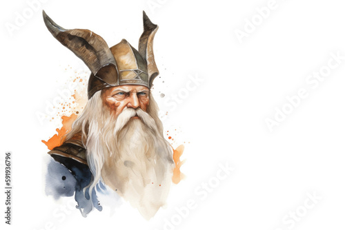 Illustration of Odin, the Norse God, allfather, Generative AI