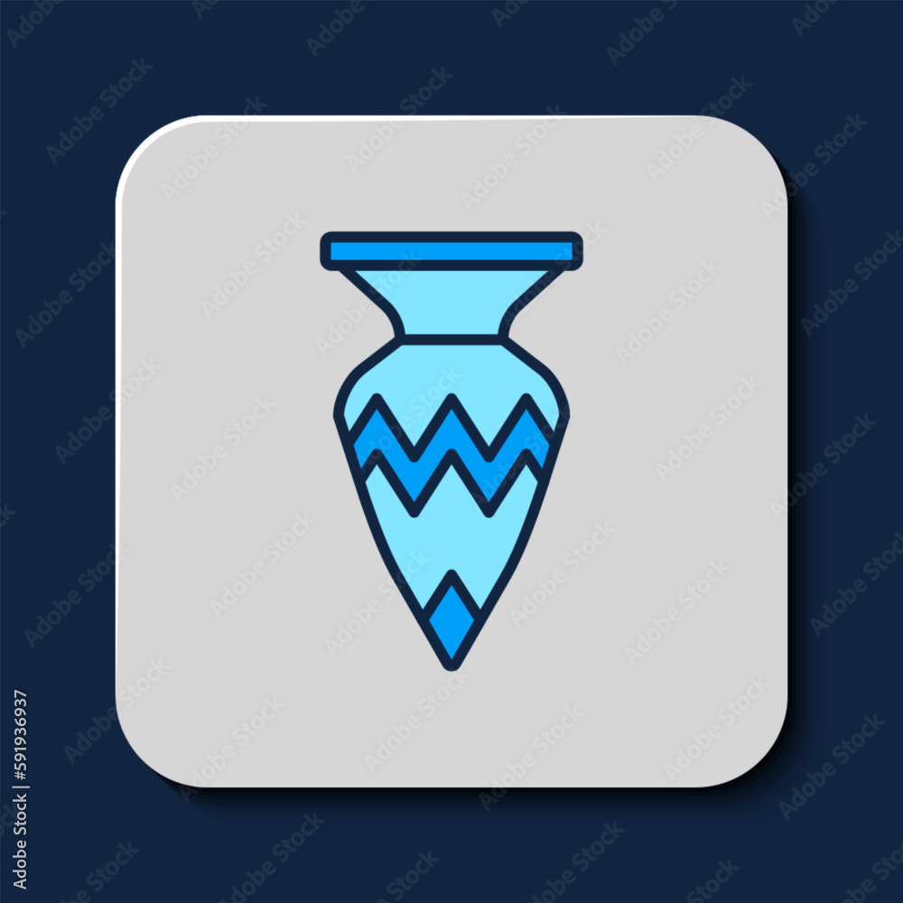 Filled outline Egyptian vase icon isolated on blue background. Symbol of ancient Egypt. Vector Filled outline Egyptian vase icon isolated on blue background. Symbol of ancient Egypt. Vector